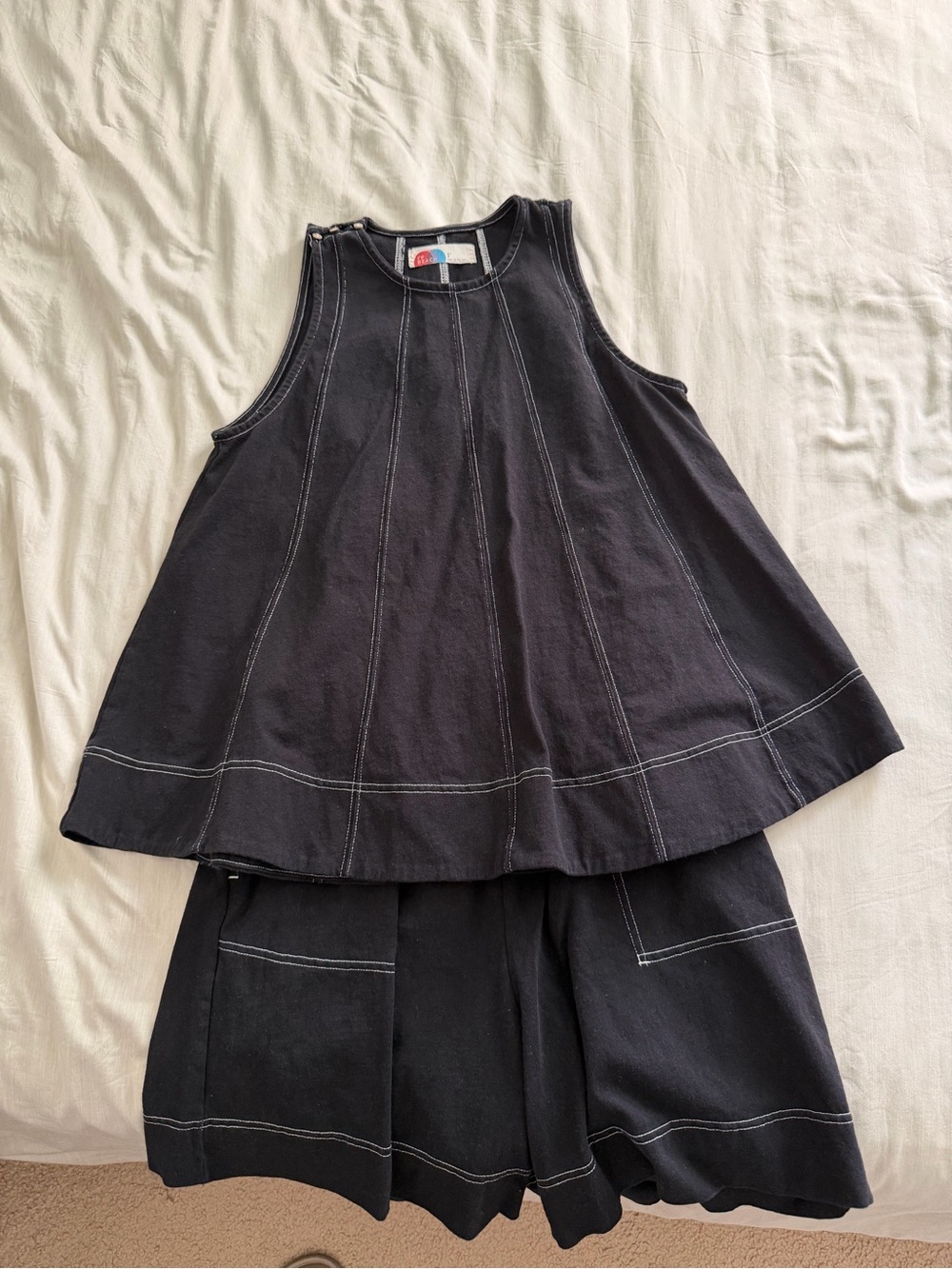 Free People Contrast Stitch Set | Top + Shorts | Black | Size S